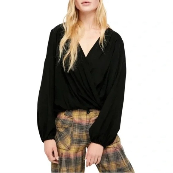 Free People Check On It Wrap Blouse - Picture 1 of 8